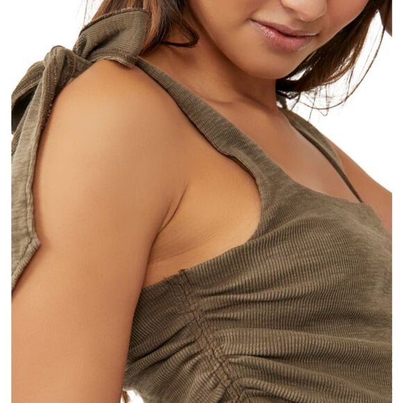 FREE PEOPLE LADIES BOULEVARD COTTON CROP TOP SIZE MEDIUM COLOR OREGANO NWT - Picture 3 of 7